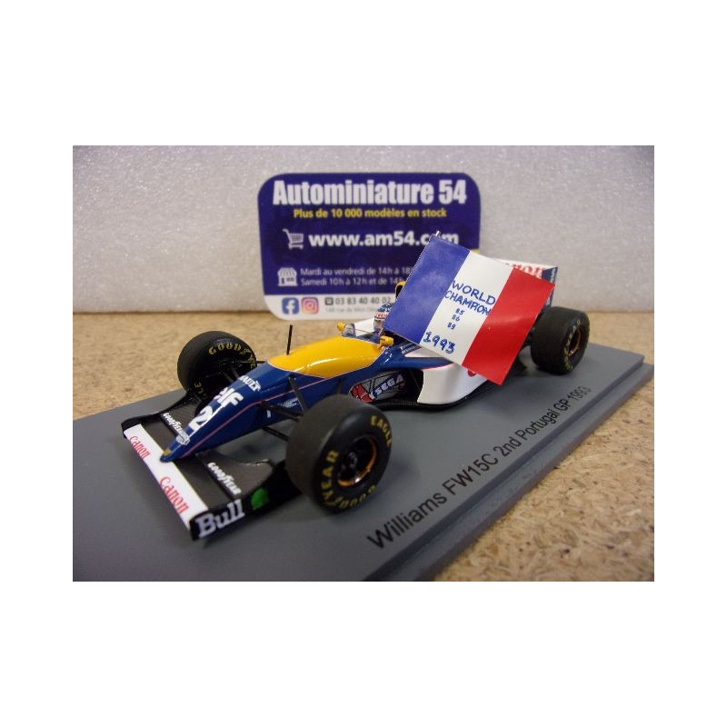 1993 Williams FW15C n°2 Alain Prost 2nd Portugal World Champion GP S7477 Spark Model