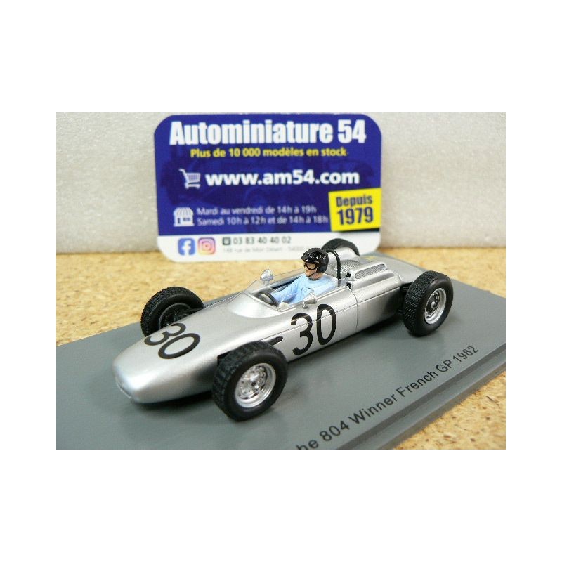 1962 Porsche 804 Dan Gurney n°30 1st Winner French GP S7515 Spark Model