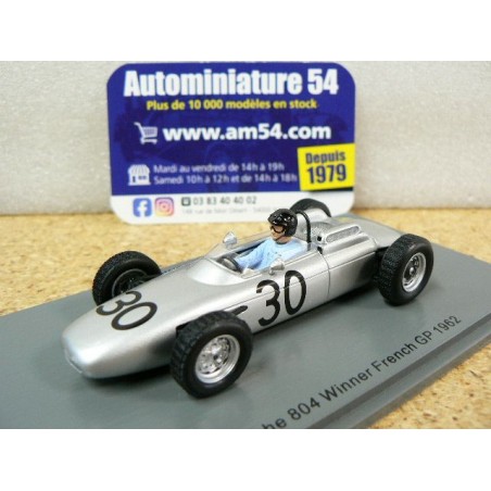 1962 Porsche 804 Dan Gurney n°30 1st Winner French GP S7515 Spark Model