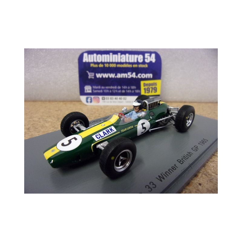 1965 Lotus 33 Climax n°1 Jim Clark 1st Winner British Gp World Champion s1614 Spark Model