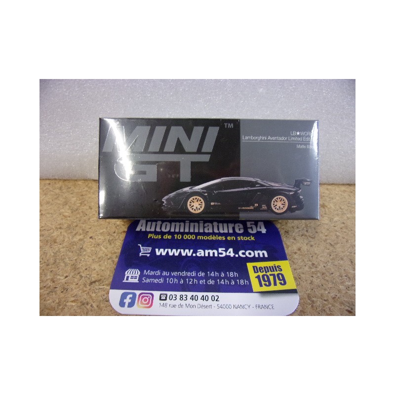 Lamborghini Aventador LB Works Matte Black MGT01087 True Scale Models Mini GT