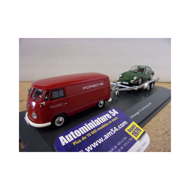 Volkswagen Combi T1 Pick Up + remorque + Porsche 901 450731300 Schuco
