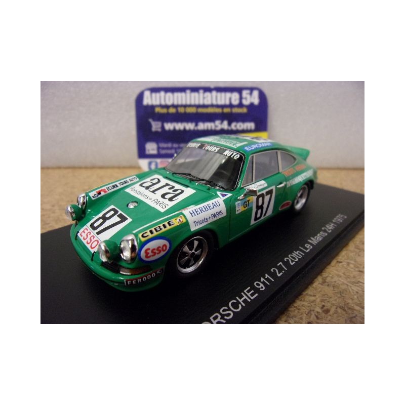 1975 Porsche 911 2.7 n°87 Boubet - Dermagne 20th Le Mans S9812 Spark Model