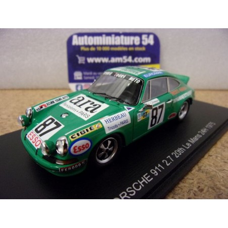 1975 Porsche 911 2.7 n°87 Boubet - Dermagne 20th Le Mans S9812 Spark Model