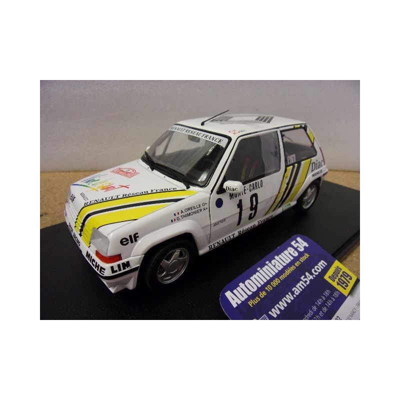 1989 Renault Supercinq GT Turbo 5 n°19 Oreille - Thimonier Monte Carlo S1810006 Solido