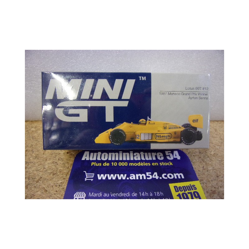 1987 Lotus 99T n°12 Ayrton Senna 1st Winner Monaco GP MGT01088 True Scale Models Mini GT