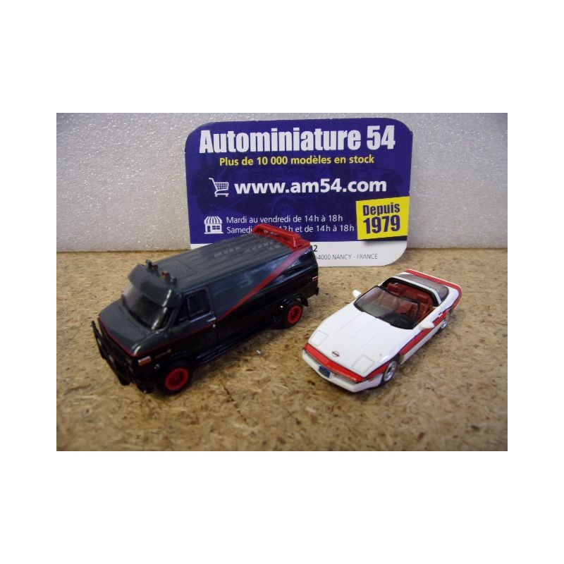 GMC Vandura & Chevrolet Corvette C4 Agence tous risque ATeam 90501 Brekina 1/87