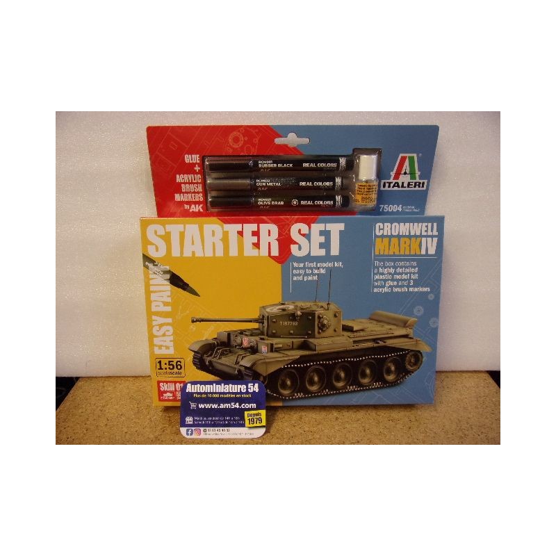 Set Maquette Char Cromwell Mark4 Easy paint Starter Kit n°725004 Italeri Maquette 1.56