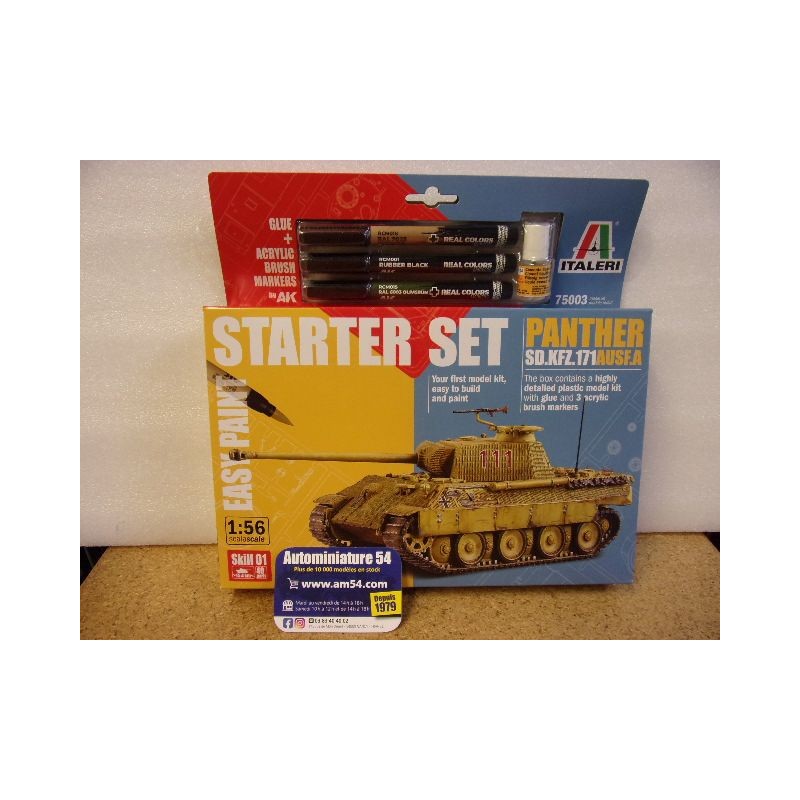 Set Maquette Char Panther SDKFZ171 AusfA  Easy paint Starter Kit n°725003 Italeri Maquette 1.56