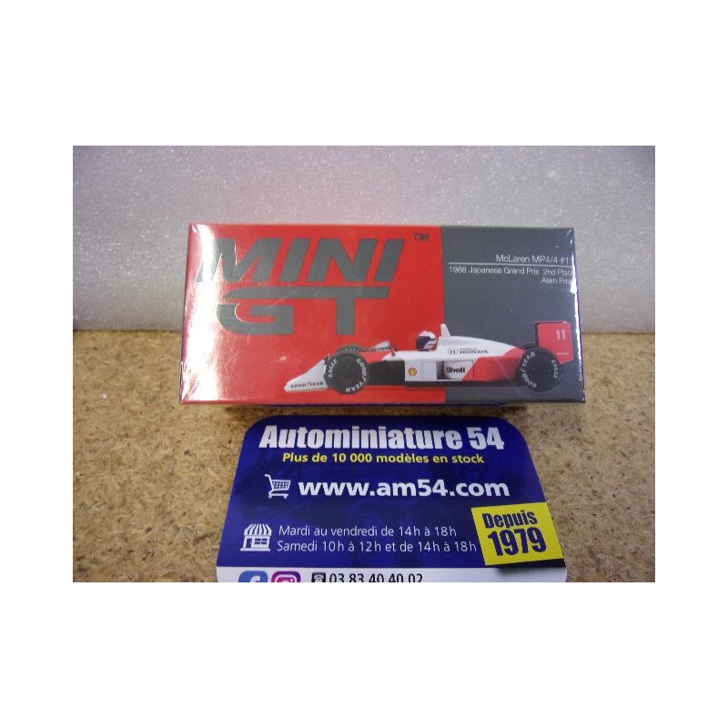 1988 McLaren MP4-4 n°11 Alain Prost 2nd Japanese GP MGT01123 True Scale Models Mini GT