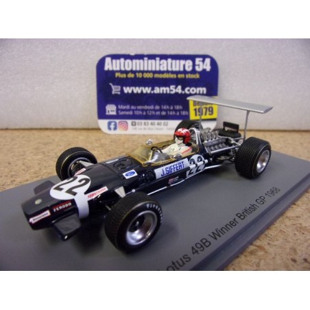 1968 Lotus 49 n°22 Jo Siffert 1st Winner British GP S6368 Spark Model