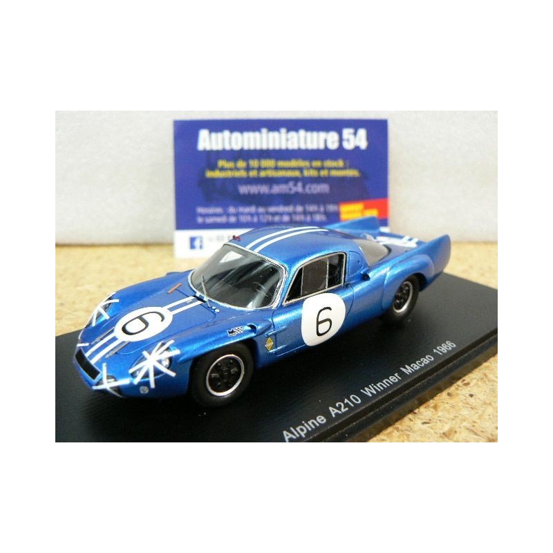 1966 Alpine A210 n°6 Mauro Bianchi 1st Winner Macao 43MC Spark Model