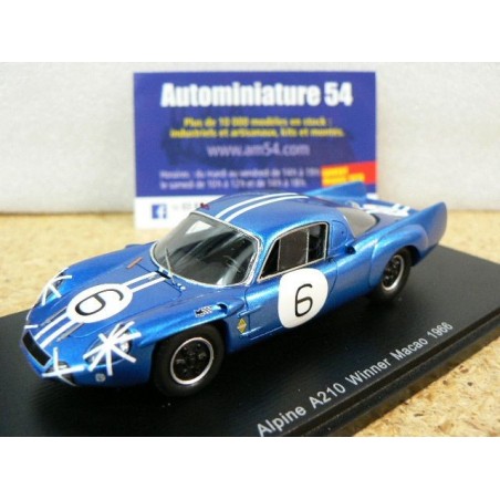 1966 Alpine A210 n°6 Mauro Bianchi 1st Winner Macao 43MC Spark Model