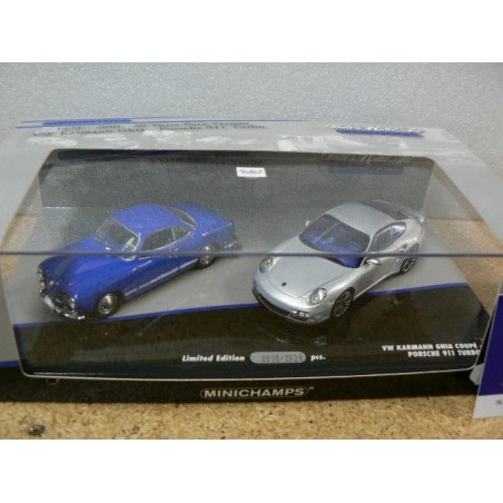 Coffret anniversaire Porsche 911 Turbo 2010 Volkswagen Karmann Ghia 1955 402902010  Minichamps