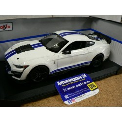 Ford Mustang Shelby GT500 White + Blue stripes 2020 31452w Maisto