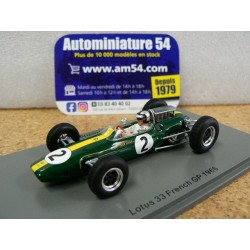 1966 Lotus 33 n°2 Rodriguez French GP S7294 Spark Model