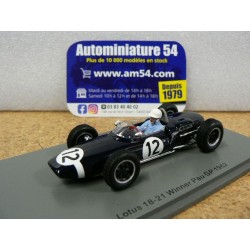 1962 Lotus 18-21 n°12 Maurice Trintignant 1st Winner Pau S7451 Spark Model