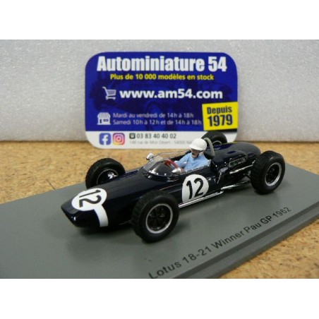 1962 Lotus 18-21 n°12 Maurice Trintignant 1st Winner Pau S7451 Spark Model