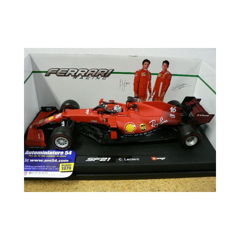 Voiture Bburago Voiture Miniature de Collection 1-18 - FERRARI F1 SF21 - 2021 - Leclerc - Red - 16809L Voiture Bburago Voiture Miniature de Collection 1-18 - FERRARI F1 SF21 - 2021 - Leclerc - Red - 16809L