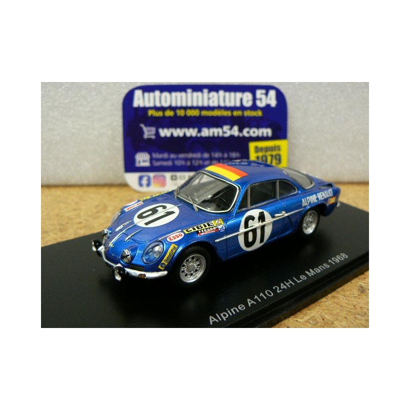 1968 Alpine A110 n°61 Nusbaumer - Bourdon Le Mans S6102 Spark Model