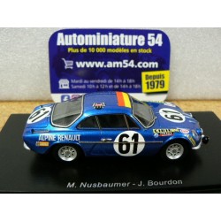 1968 Alpine A110 n°61 Nusbaumer - Bourdon Le Mans S6102 Spark Model