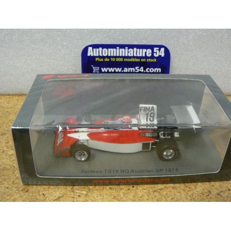 Miniature Spark S9660 – Surtees TS16 N°19, GP D'Angleterre 1975, Dave Morgan, 1/43, Résine, Prévente