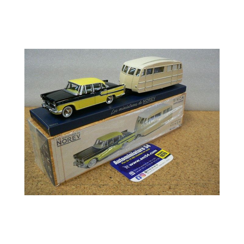Simca Vedette Chambord 1958 & Caravane Hénon jaune paille - Noir CL5711 Norev Classics
