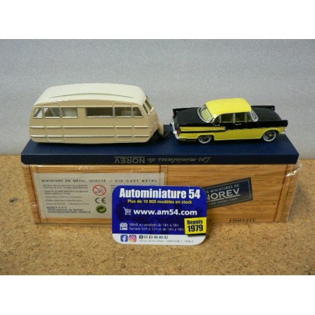 NOREV - 91 - Simca Chambord et Caravane Henon - Rose Fushia & jaune