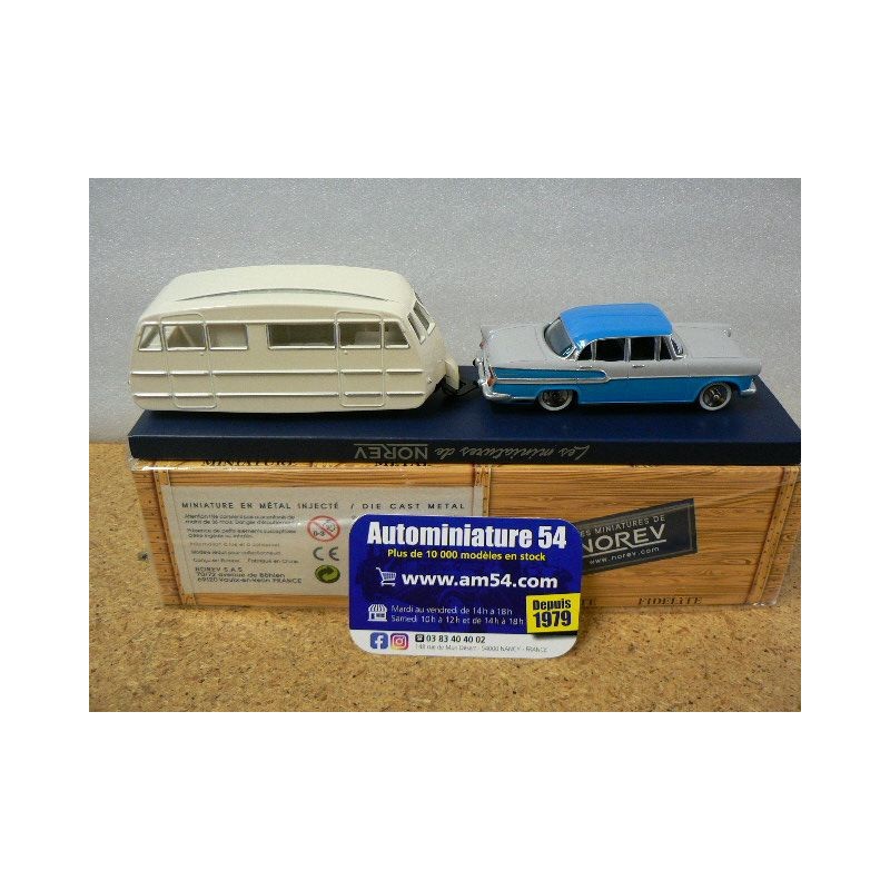 Simca Vedette Chambord 1958 & Caravane Hénon Bleu Lémant - Gris