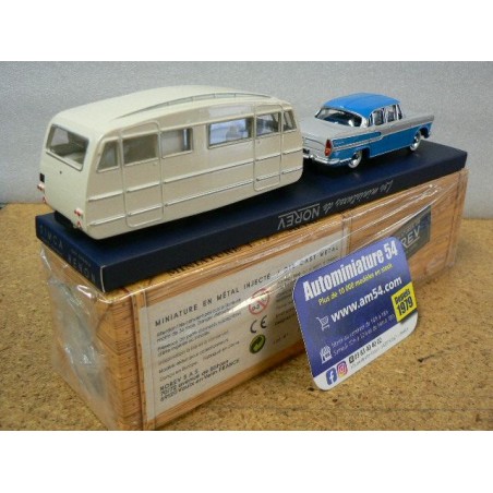 SIMCA VEDETTE CHAMBORD Bleu de 1958 et caravane Hénon au 1/43 de norev
