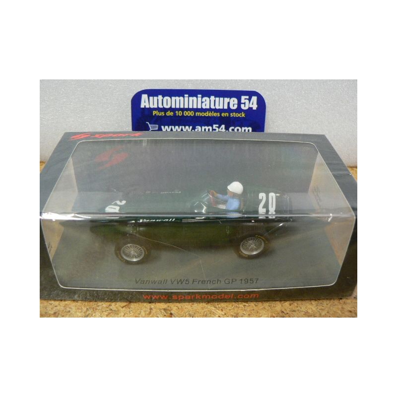 Miniature Spark Vanwall VW5 N°20 – GP France 1957 – Roy Salvadori – 1/43 – Résine – Prévente