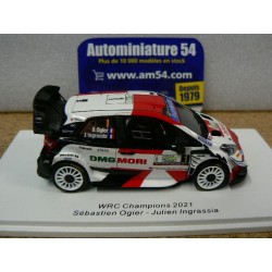 2021 Toyota Yaris WRC n°1 Ogier - Ingrassia Rally Monza 1st World Champion + figurines S6595 Spark Model