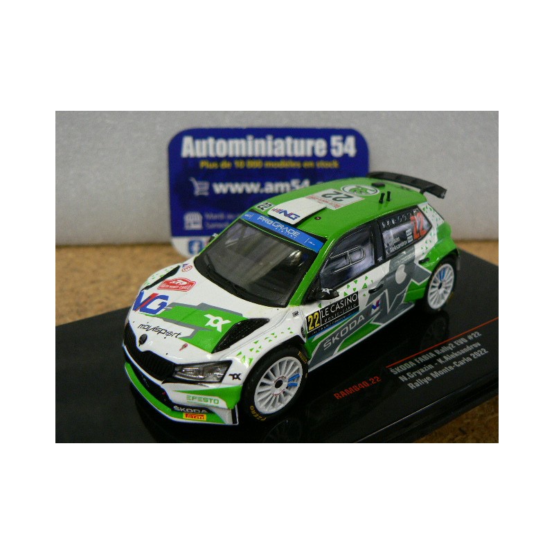 2022 Skoda Fabia Rally2 Evo n°22 N.Gryazin-  K.Aleksandrov WRC2 Rallye Monte-Carlo RAM840 Ixo Models