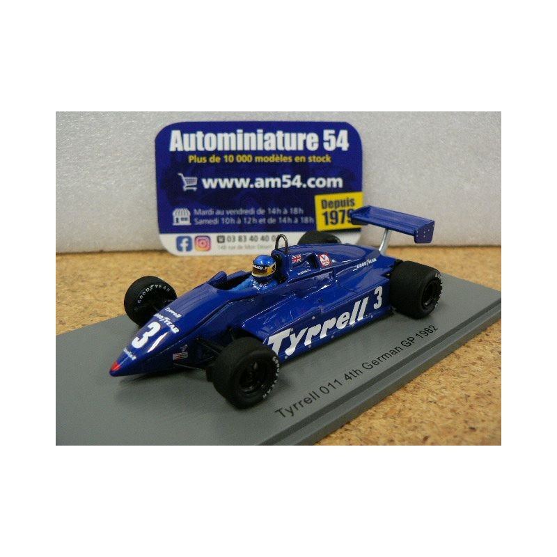 1982 Tyrrell 011n°3 Michele Alboreto 4th German GP S7283 Spark Model