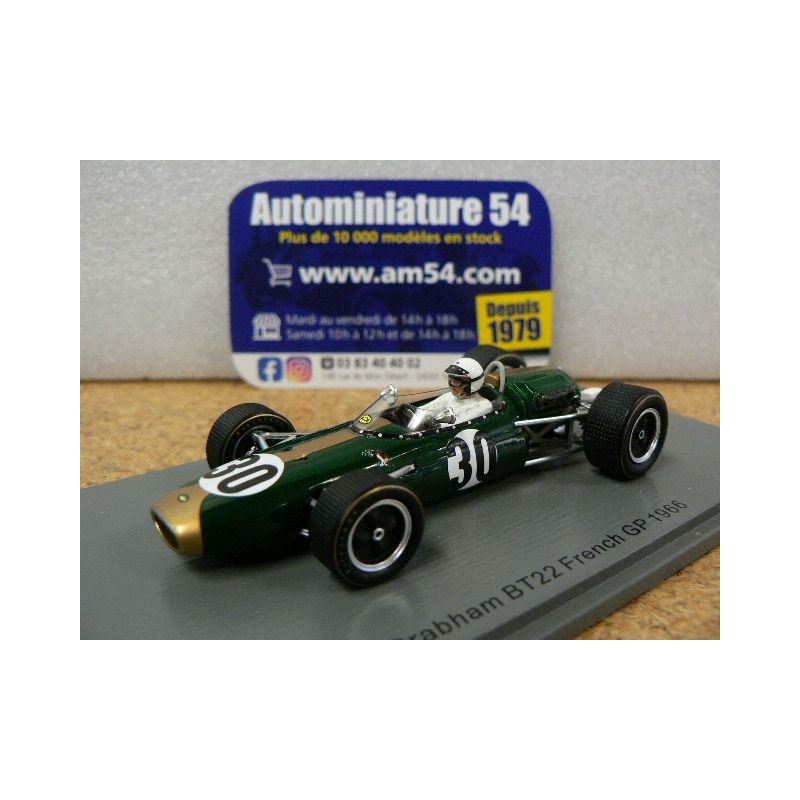 1966 Brabham BT22 n°30 Jo Bonnier French GP S7092 Spark Model