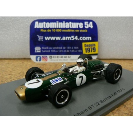 1966 Brabham BT22 n°7 Chris Irwin British GP S7093 Spark Model