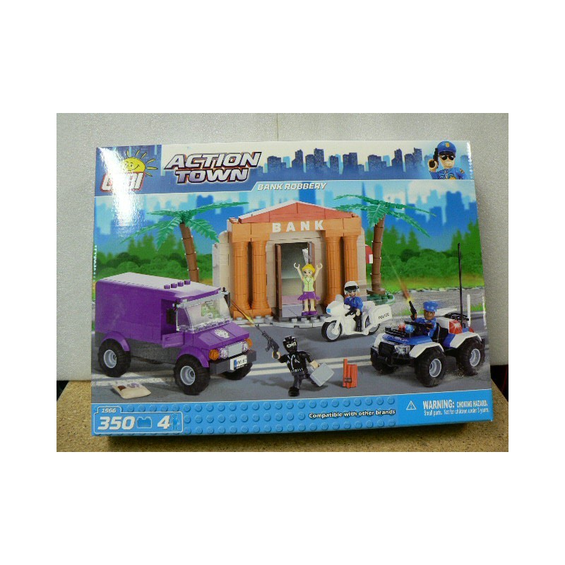 Police Fourgon Quad Moto attaque de Banque 350pcs 4 figurines COB1566 Cobi Action Town