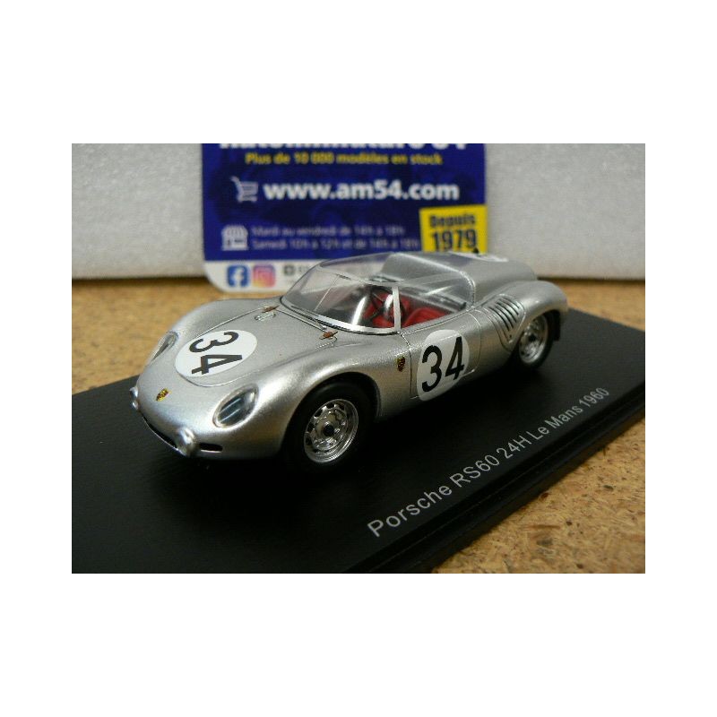 1960 Posche RS60 n°34 Trintignant - Herrmann 24H Le Mans S9731 Spark Model