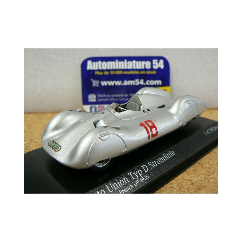 1935 Auto Union Typ D Stromlinie n°18 Rudi Hasse French GP 410382018 Minichamps