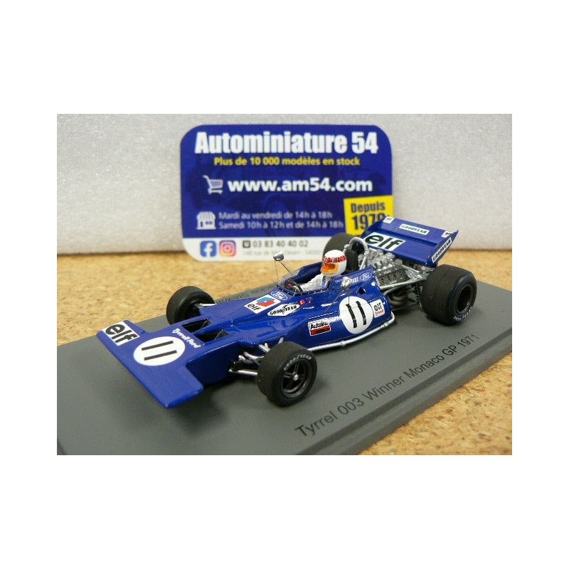 1971 Tyrrell 003 n°11 Jackie Stewart 1st Winner Monaco GP World Champion S7213 Spark Model