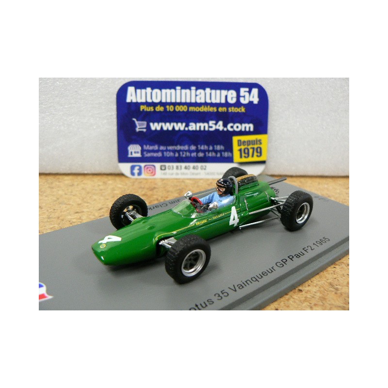1965 Lotus 35 n°4 Jim Clarck 1st Winner GP Pau F2 SF287 Spark Model