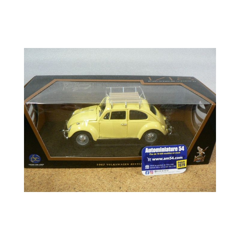 Volkswagen Coccinelle 1967 – ROAD TOUGH 1/18 – Jaune – Miniature Zamac – Sans Boîte