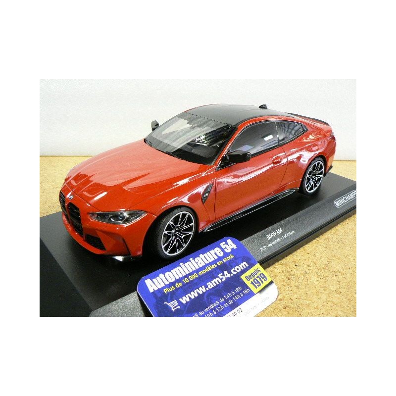 2020 BMW M4 Red Metallic with Carbon Top Limited Edition to 720 pieces  Worldwide 1/18 Diecast Model Car by Minichamps