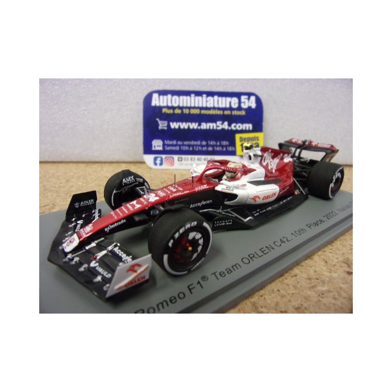 2022 Alfa Roméo Orlen C42 n°24 Guanyu Zhou 10th Italian GP S8549 Spark Model