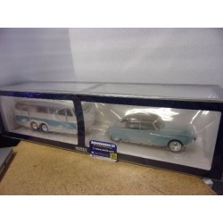 Citroen DS19 Bleu Nuage - Aubergine + Caravane 1959 181760 Norev