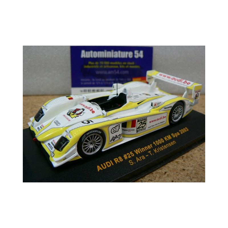 2003 Audi R8 n°25 Ara 6 Kristensen Winner 1st 1000km Spa GTM017 Ixo Models