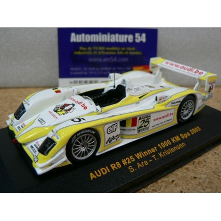 2003 Audi R8 n°25 Ara 6 Kristensen Winner 1st 1000km Spa GTM017 Ixo Models
