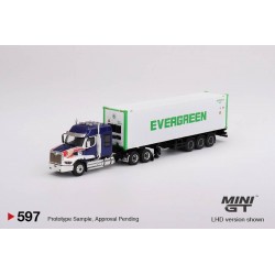 Western Star 49X Blue w 40' Refeer Container Evergreen MGT00657 True Scale Models Mini GT 1.64
