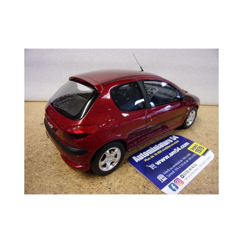 Peugeot 206 S16 Ottomobile 1/18 – Miniature Résine Rouge – Collection GTI Rallye