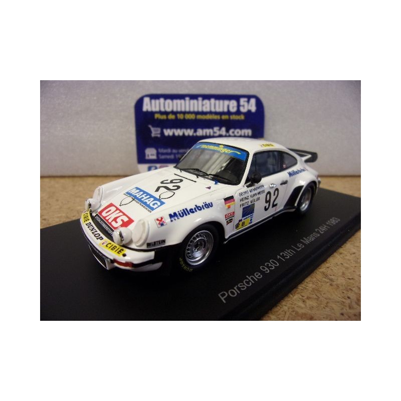 1983 Porsche 930 n°92 Memminger - Muller - Kuhn Weiss Le Mans S9853 Spark Model